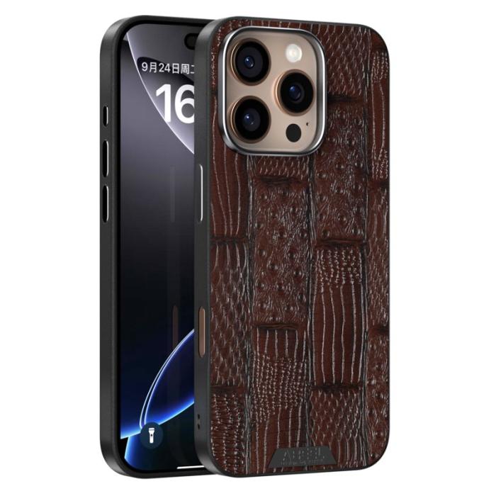 ABEEL - ABEEL iPhone 16 Pro Skal MagSafe Kompatibel Beast Textur Kaffe