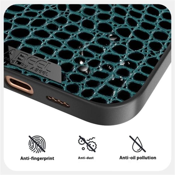 ABEEL - ABEEL iPhone 16 Pro Skal MagSafe Krokodiltextur Svart