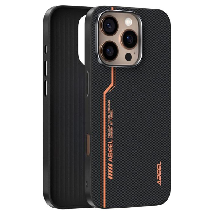 ABEEL - ABEEL iPhone 16 Pro Skal MagSafe PC TPU Läder Svart