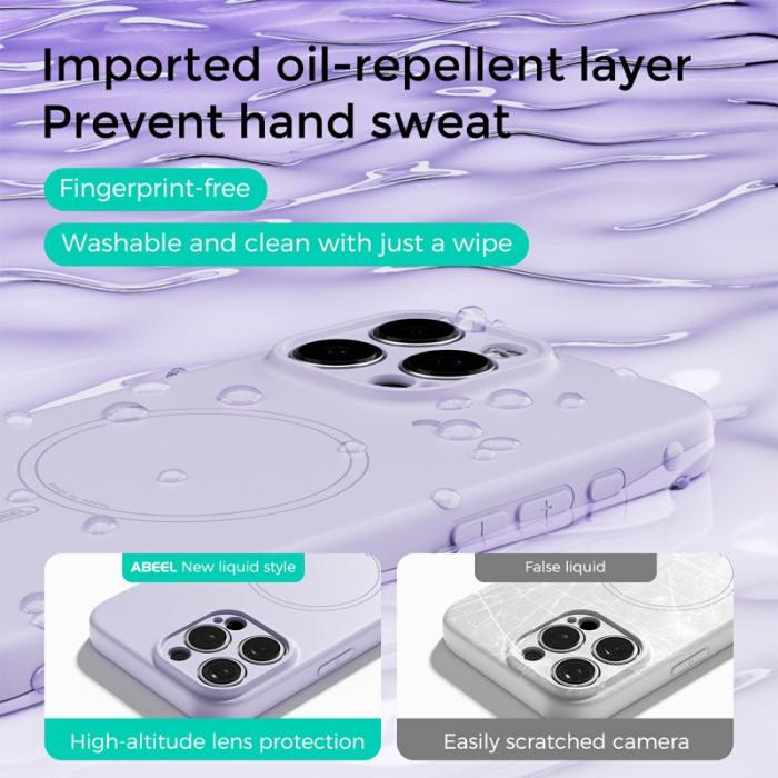 ABEEL - ABEEL iPhone 16 Pro Skal MagSafe Sky Blue Liquid Silicone