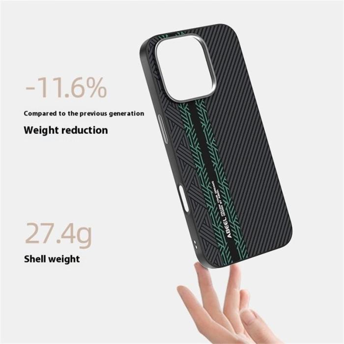 ABEEL - ABEEL iPhone 16 Pro Skal PC TPU Aluminium PU Läder Textur 2