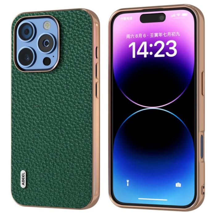 ABEEL - ABEEL iPhone 16 Pro Skal Star Series Grön Läder + TPU