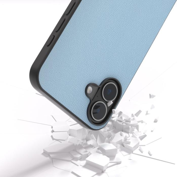 ABEEL - ABEEL iPhone 16 Skal Äkta Läder Coated PC+TPU - Ljusblå