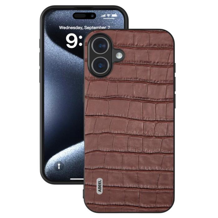 ABEEL - ABEEL iPhone 16 Skal Äkta Läder + PC + TPU Stöttålig - Brun