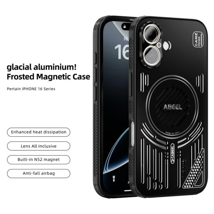 ABEEL - ABEEL iPhone 16 Skal Aluminium + PC + TPU Hål Svart