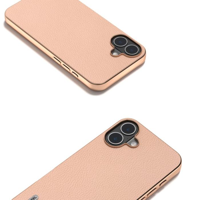 ABEEL - ABEEL iPhone 16 Skal Horizon Series Äkta Läder TPU - Rosa