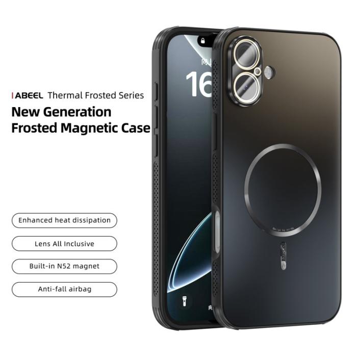 ABEEL - ABEEL iPhone 16 Skal Magnetiskt TPU PC Kylande Matt Svart
