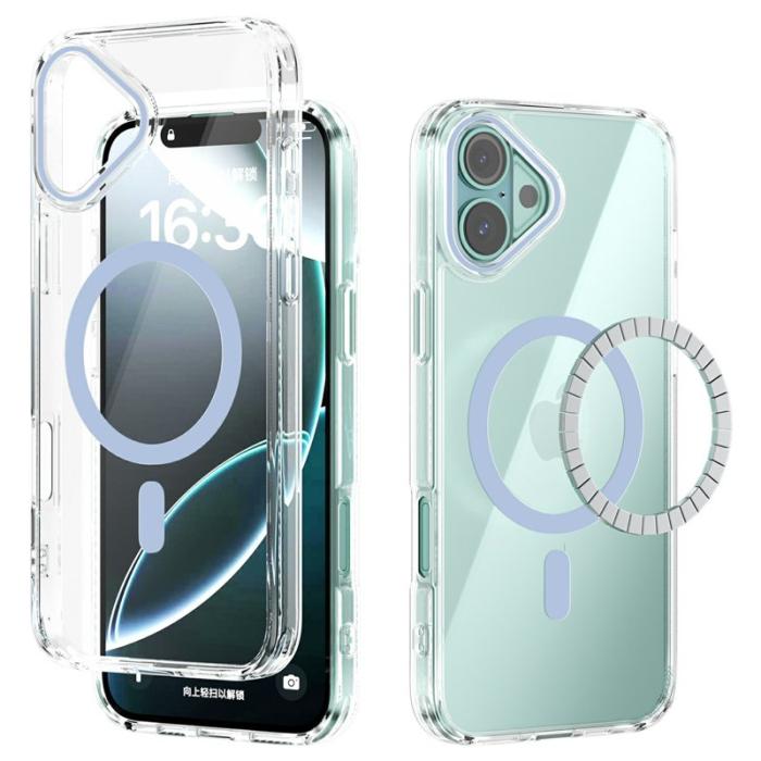 ABEEL - ABEEL iPhone 16 Skal MagSafe Anti Scratch Klar TPU - Baby Blue
