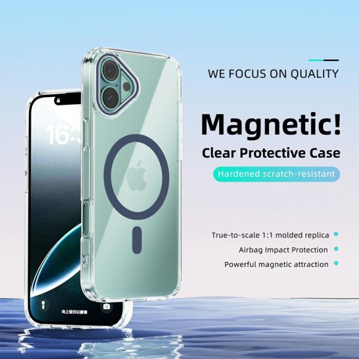 ABEEL - ABEEL iPhone 16 Skal MagSafe Anti Scratch Klar TPU Blå
