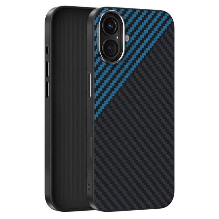 ABEEL - ABEEL iPhone 16 Skal MagSafe Kolfiber Svart / Blå