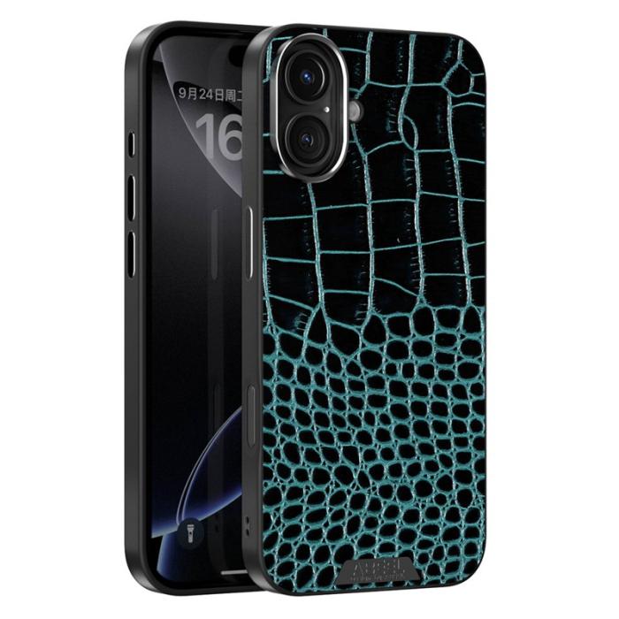 ABEEL - ABEEL iPhone 16 Skal MagSafe Kompatibel Krokodil Textur Grön