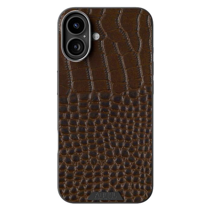 ABEEL - ABEEL iPhone 16 Skal MagSafe Kompatibel Krokodil Textur Kaffe
