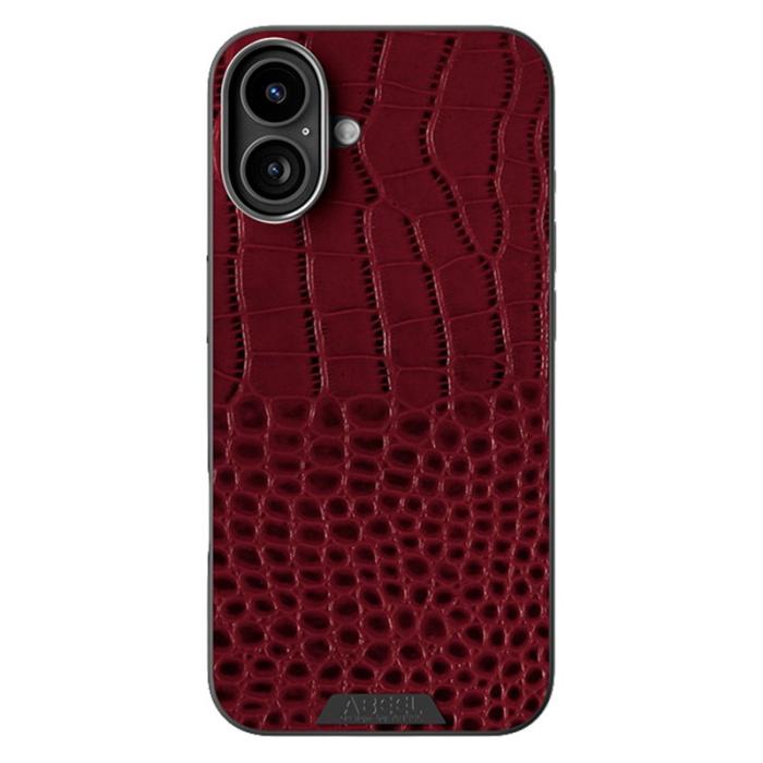 ABEEL - ABEEL iPhone 16 Skal MagSafe Kompatibel Krokodil Textur Röd