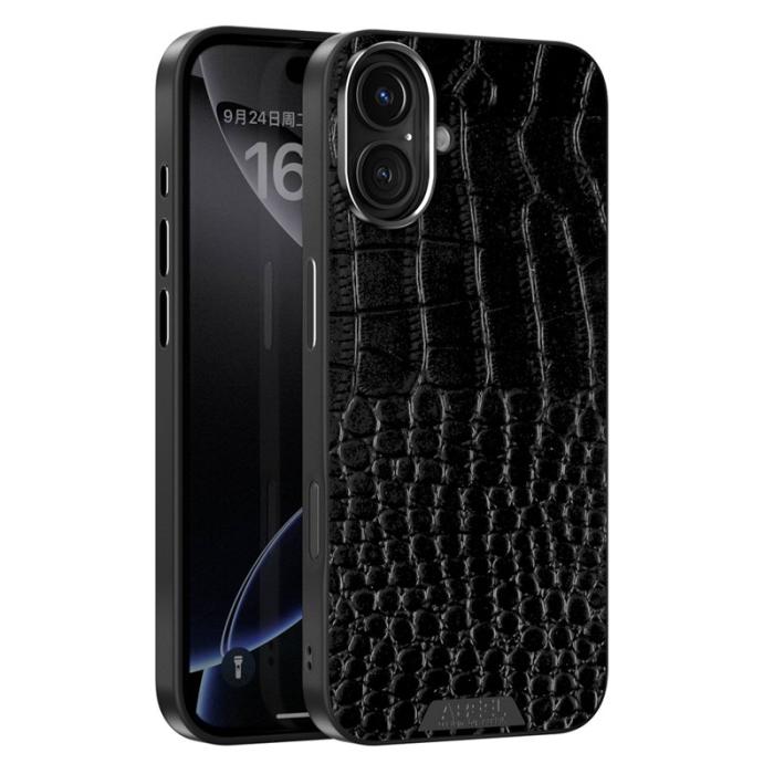 ABEEL - ABEEL iPhone 16 Skal MagSafe Kompatibel Krokodil Textur Svart