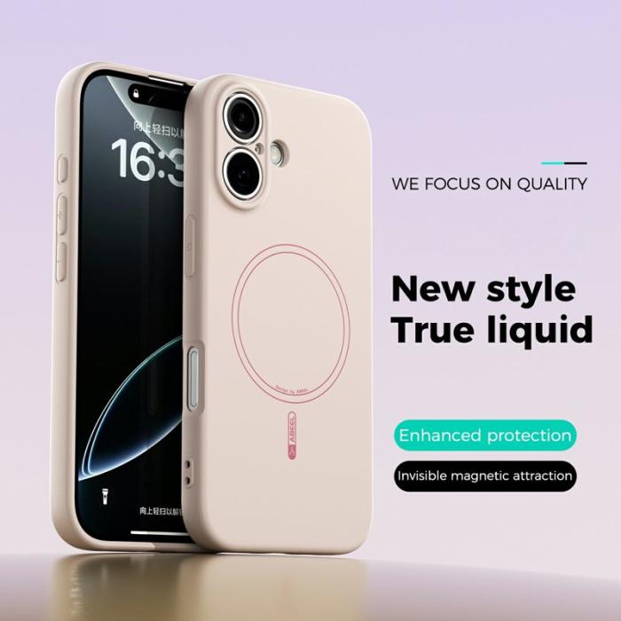 ABEEL - ABEEL iPhone 16 Skal MagSafe Kompatibel Liquid Silicone Beige