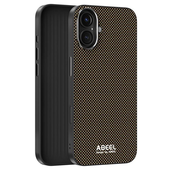 ABEEL - ABEEL iPhone 16 Skal MagSafe Kompatibel PC TPU Läder Guld