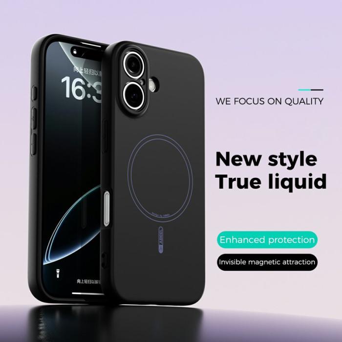 ABEEL - ABEEL iPhone 16 Skal MagSafe Kompatibel Svart Liquid Silicone