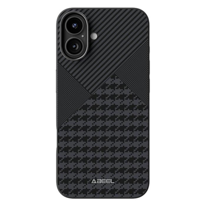ABEEL - ABEEL iPhone 16 Skal MagSafe Micro-Prägling TPU Läder Svart