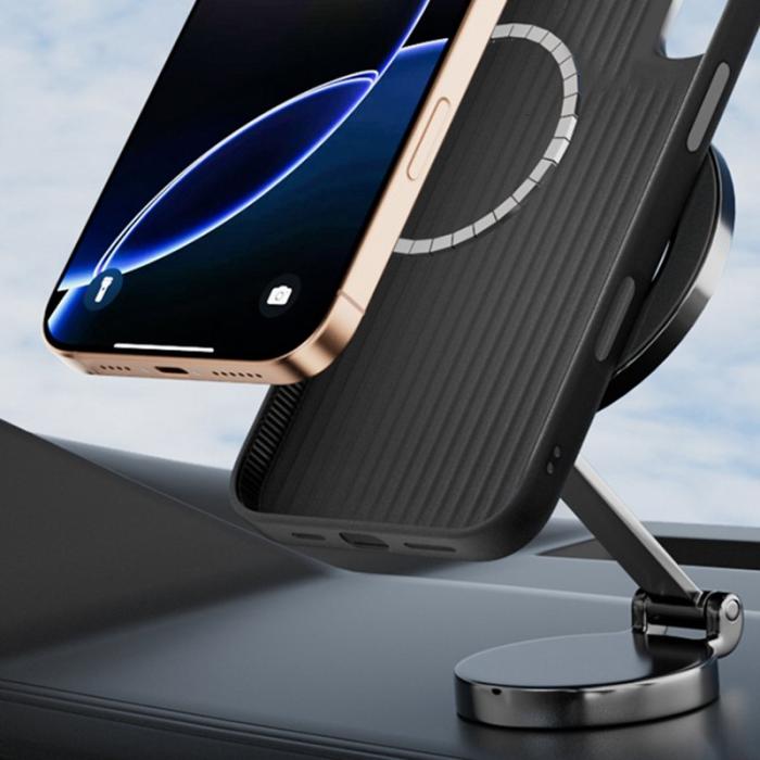 ABEEL - ABEEL iPhone 16 Skal MagSafe Micro-Prägling TPU Läder Svart