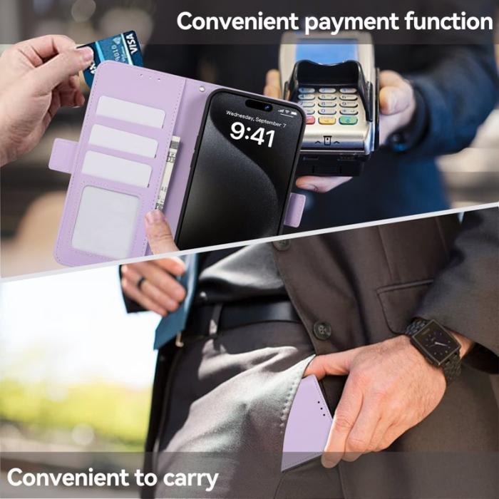ABEEL - ABEEL iPhone 16 Ställfodral RFID-blockerande Läder - Lila