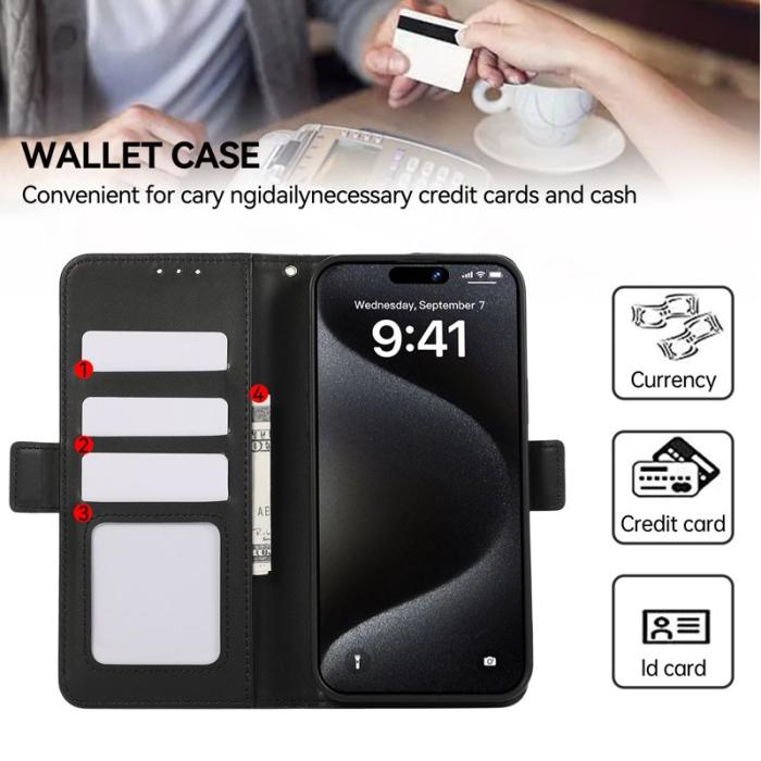 ABEEL - ABEEL iPhone 16 Ställfodral RFID-blockerande Läder Svart