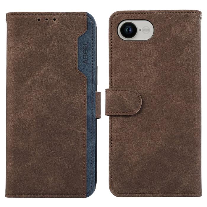 ABEEL - ABEEL iPhone 16e Fodral i Splicing Läder RFID Skydd - Brun