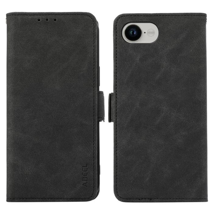 ABEEL - ABEEL iPhone 16e Fodral PU Läder Folio Ställ View RFID Blocker - Svart