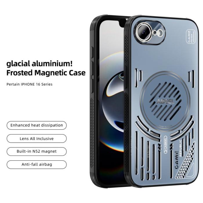 ABEEL - ABEEL iPhone 16e Magnetiskt Fodral Aluminium + PC + TPU - Blå