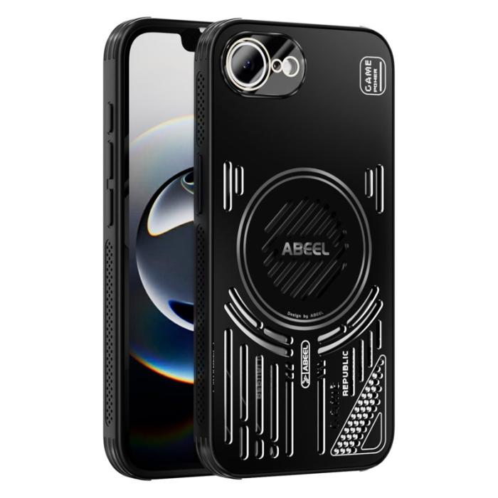 ABEEL - ABEEL iPhone 16e Magnetiskt Fodral Aluminium + PC + TPU - Svart