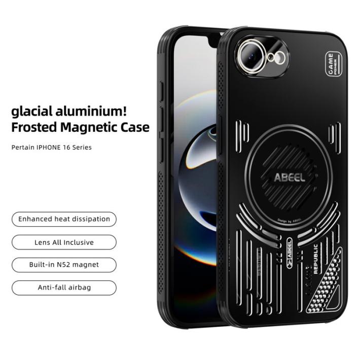ABEEL - ABEEL iPhone 16e Magnetiskt Fodral Aluminium + PC + TPU - Svart