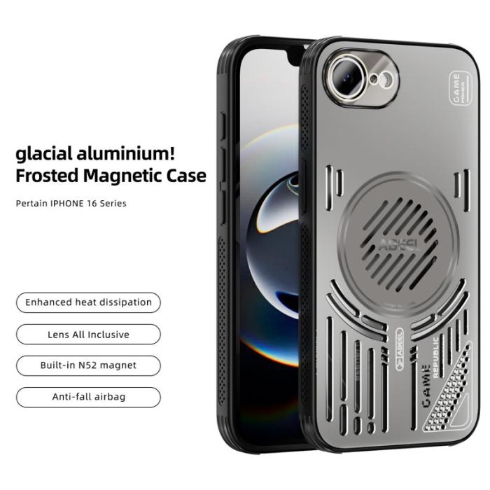 ABEEL - ABEEL iPhone 16e Magnetiskt Fodral Aluminium + PC + TPU - Titan Grå