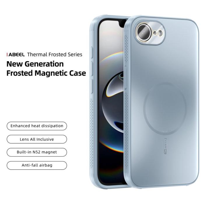 ABEEL - ABEEL iPhone 16e Magnetiskt Skal TPU PC Kyl Matte - Baby Blue