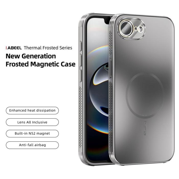 ABEEL - ABEEL iPhone 16e Magnetiskt Skal TPU PC Kyl Matte - Titan Grå