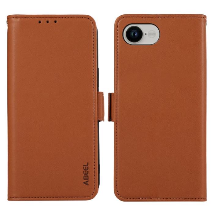 ABEEL - ABEEL iPhone 16e Skal Läder Fodral med RFID Skydd - Brun