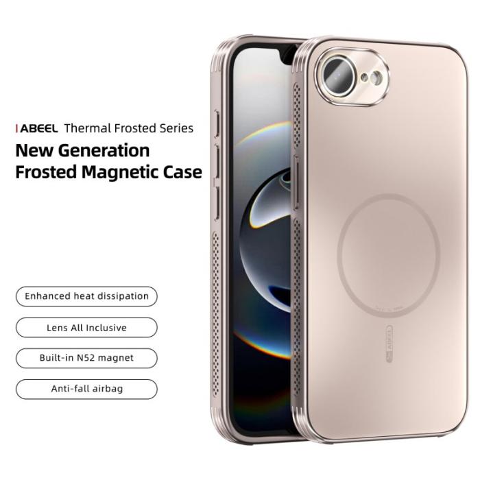 ABEEL - ABEEL iPhone 16e Skal Magnetiskt TPU PC Kyl Matte Guld