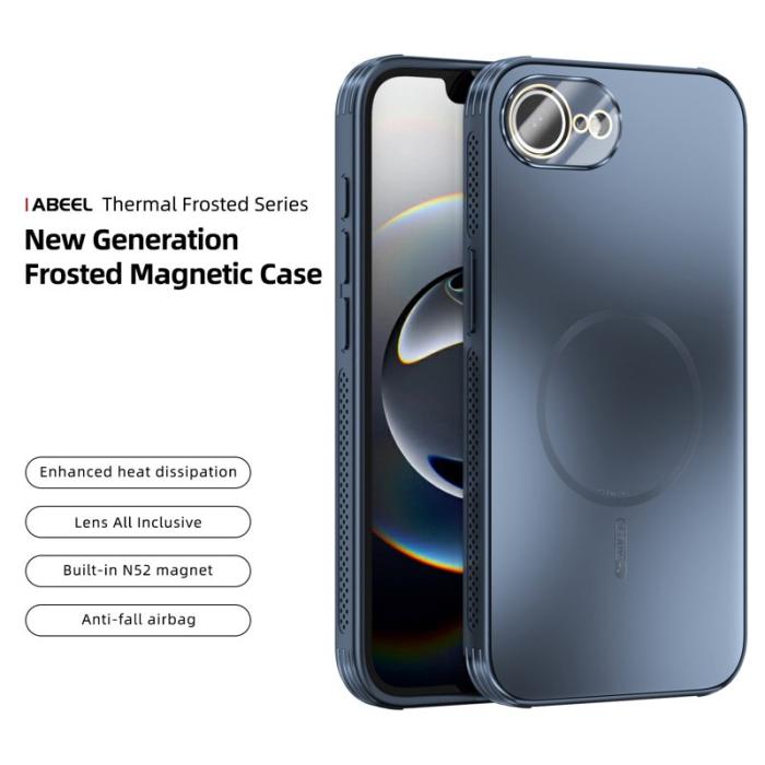 ABEEL - ABEEL iPhone 16e Skal Magnetiskt TPU PC Kylande Matt Blå