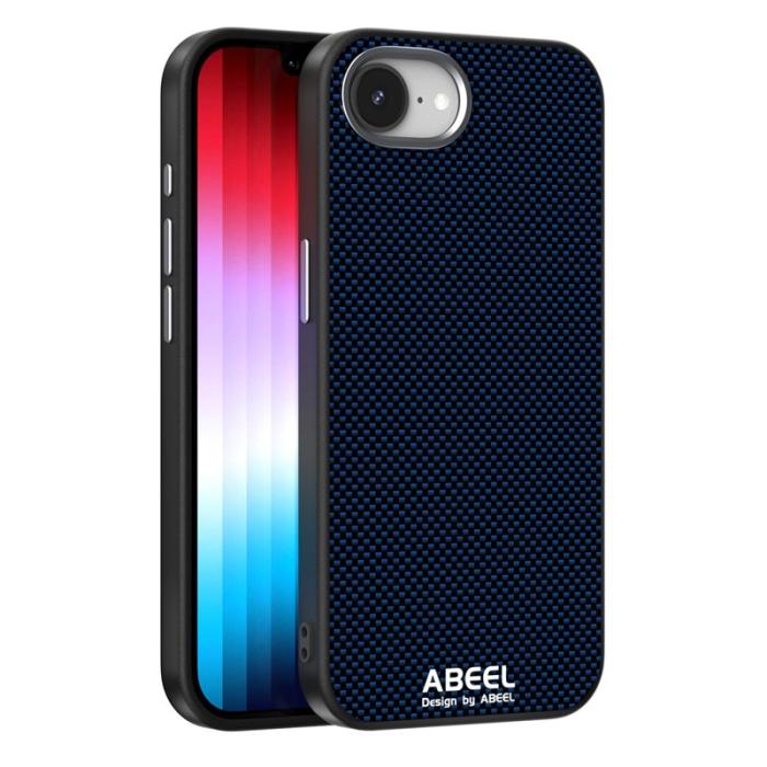 ABEEL - ABEEL iPhone 16e Skal Magnetiskt Tryckt TPU Aluminium Läder Blå