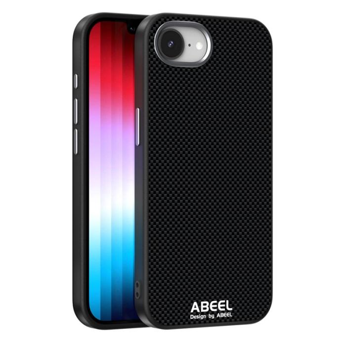 ABEEL - ABEEL iPhone 16e Skal Magnetiskt Tryckt TPU Läder - Svart