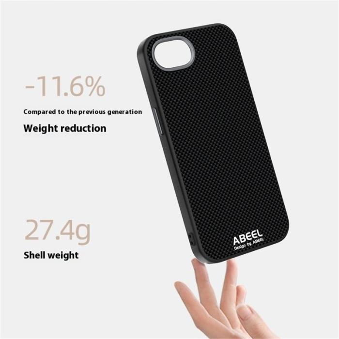 ABEEL - ABEEL iPhone 16e Skal Magnetiskt Tryckt TPU Läder - Svart