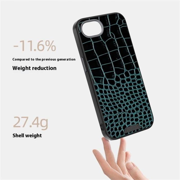 ABEEL - ABEEL iPhone 16e Skal MagSafe Kompatibel Krokodil Textur Kaffe