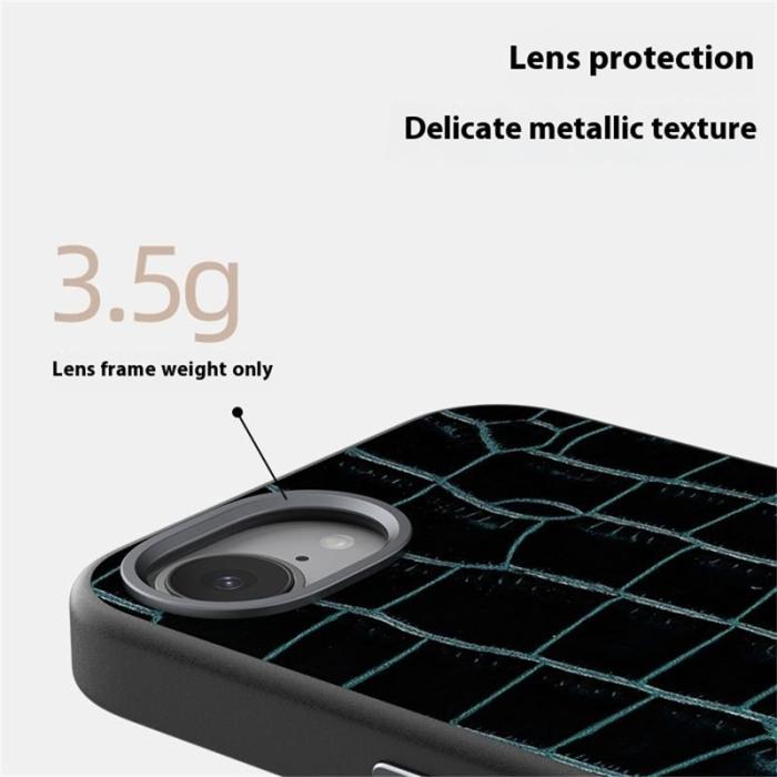 ABEEL - ABEEL iPhone 16e Skal MagSafe Kompatibel Krokodil Textur Kaffe