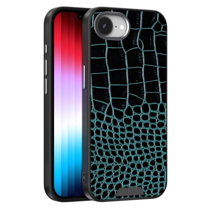 ABEEL - ABEEL iPhone 16e Skal MagSafe Krokodiltextur Grön