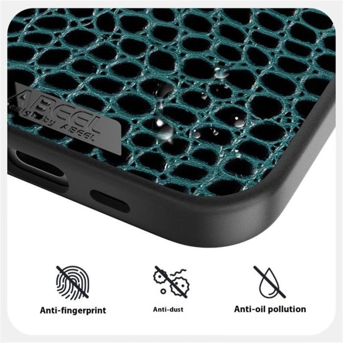 ABEEL - ABEEL iPhone 16e Skal MagSafe Krokodiltextur Röd