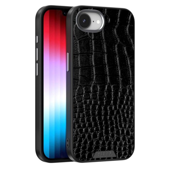 ABEEL - ABEEL iPhone 16e Skal MagSafe Krokodiltextur Svart