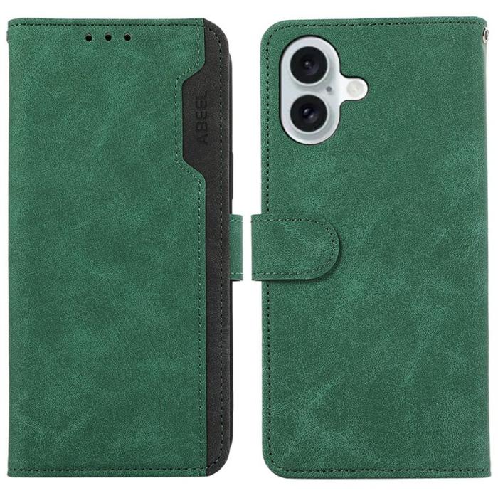 ABEEL - ABEEL iPhone 17 Fodral i Splicing Läder RFID Blockering Grön