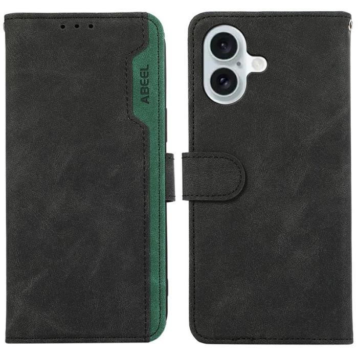 ABEEL - ABEEL iPhone 17 Fodral i Splicing Läder RFID Skydd - Svart