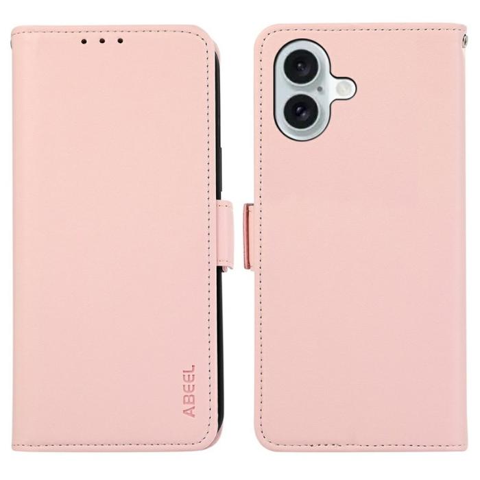 ABEEL - ABEEL iPhone 17 Fodral Läder med RFID-blockering - Rosa