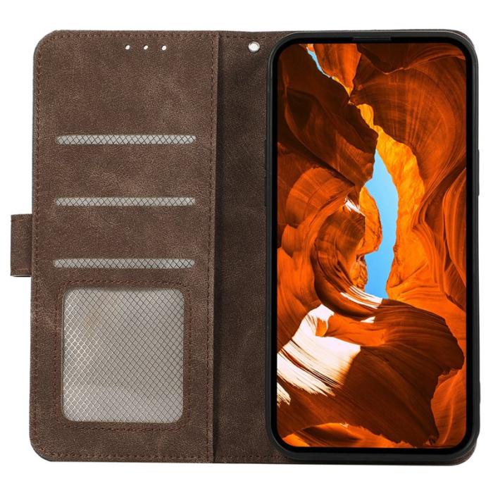 ABEEL - ABEEL iPhone 17 Fodral Splicing Läder Flip RFID Blockering - Brun