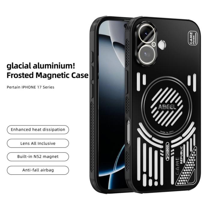 ABEEL - ABEEL iPhone 17 Magnetiskt Fodral Aluminium + PC + TPU - Svart