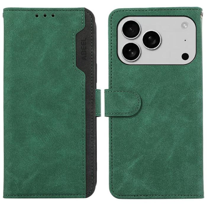 ABEEL - ABEEL iPhone 17 Pro Fodral i Splicing Läder Grön